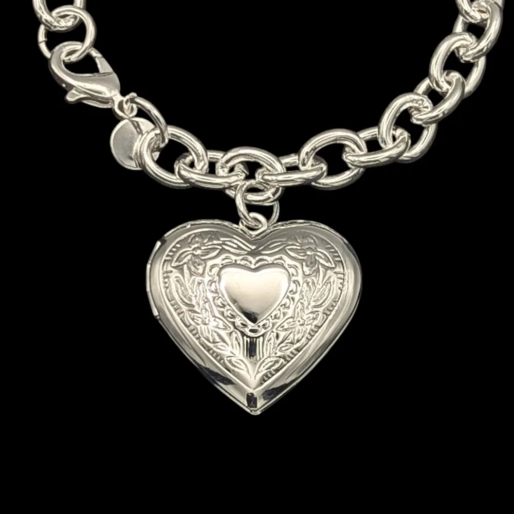 Elegant Silver Heart Charm Bracelet